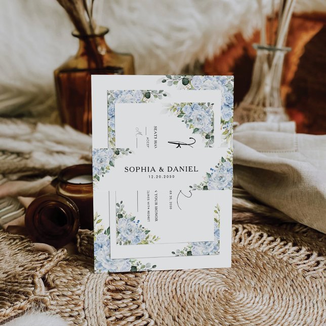 Cintas Para Invitaciones Luz Romántica Azul Floral La Boda De (Subido por el creador)