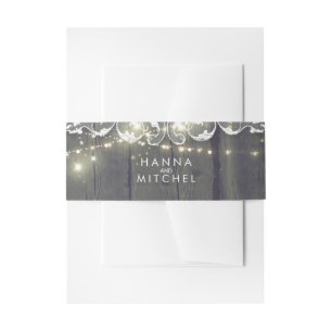 Cintas Para Invitaciones Madera rústica y boda del cordón de las luces de