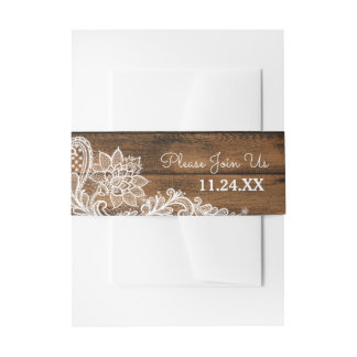 Cintas Para Invitaciones Madera y encaje rústicos | BODA