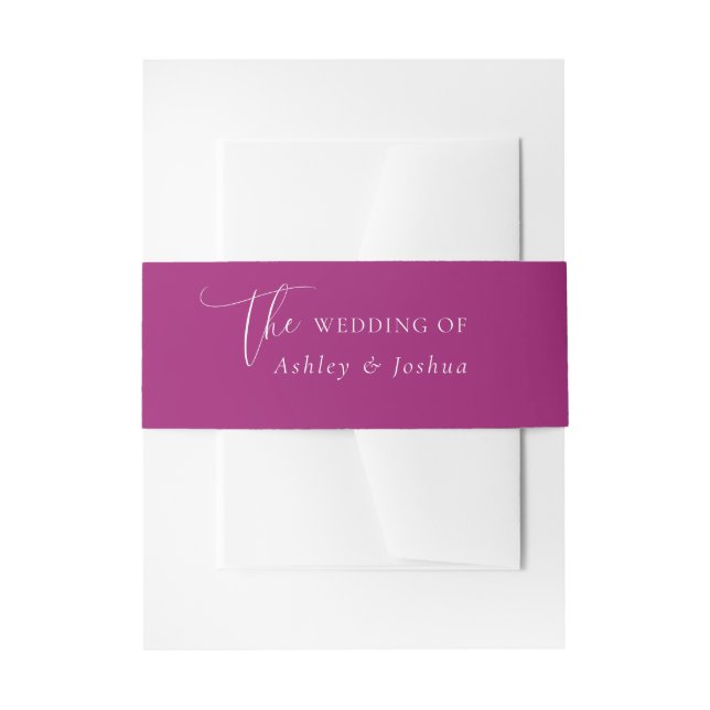 Cintas Para Invitaciones Magenta Rosa Elegante Blanco Script Boda (Anverso Ejemplo)