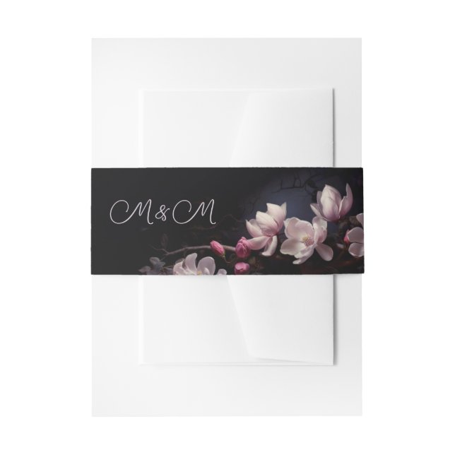 Cintas Para Invitaciones Magnolia Dark Floral Wedding (Anverso Ejemplo)