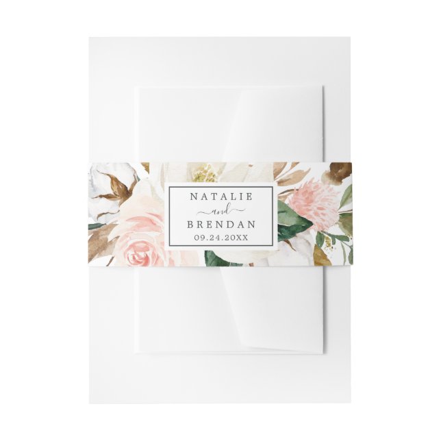 Cintas Para Invitaciones Magnolia elegante | Boda blanco y Rubor (Anverso Ejemplo)