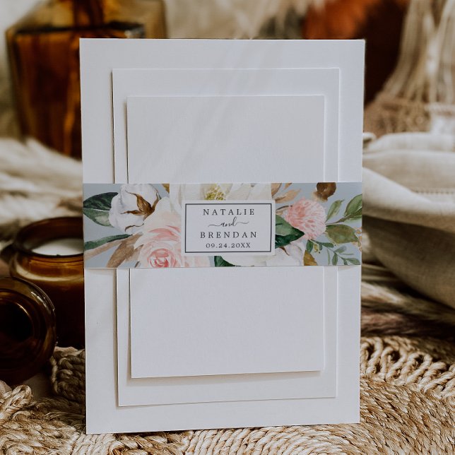 Cintas Para Invitaciones Magnolia elegante | Boda gris azul (Subido por el creador)
