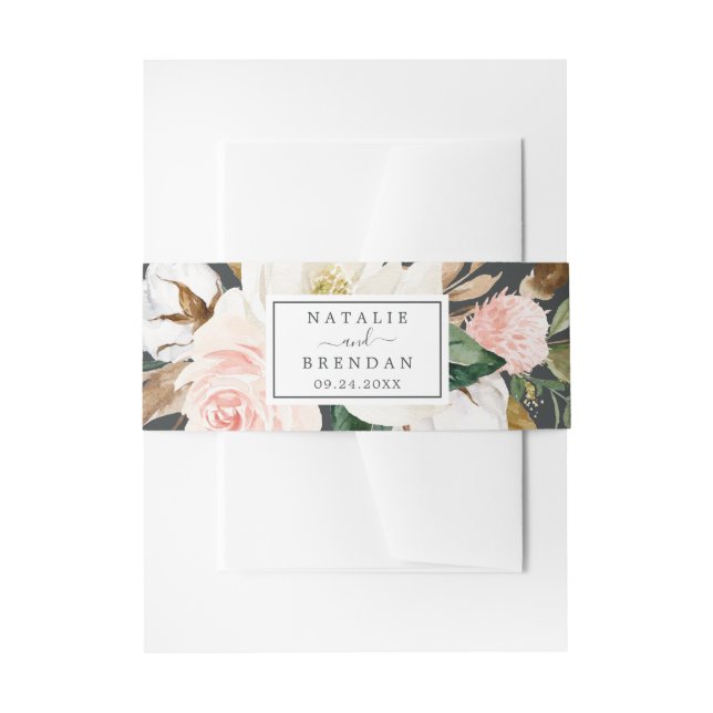Cintas Para Invitaciones Magnolia elegante | Boda negro (Anverso Ejemplo)