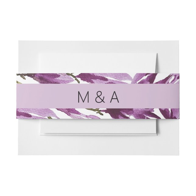 Cintas Para Invitaciones Magnolia Morple Lilac Watercolor (Anverso Ejemplo)