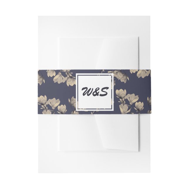 Cintas Para Invitaciones Magnolias del Sur y Boda Azul de Medianoche (Anverso Ejemplo)