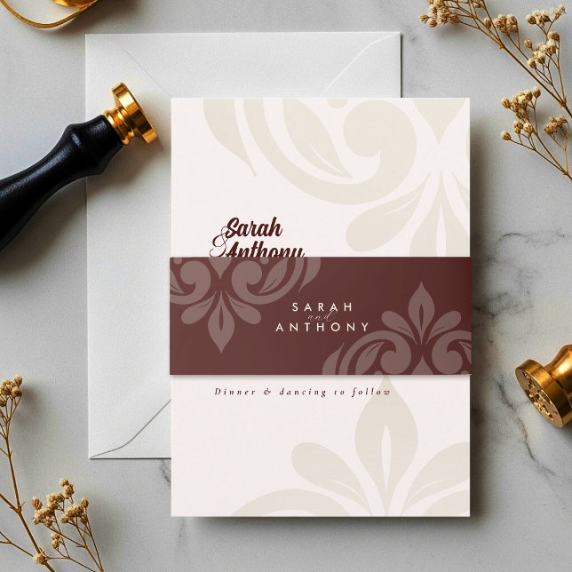 Cintas Para Invitaciones Mahogany Red Classic Elegant Script Boda (Subido por el creador)