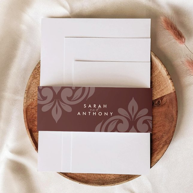Cintas Para Invitaciones Mahogany Red Classic Elegant Script Boda (Subido por el creador)