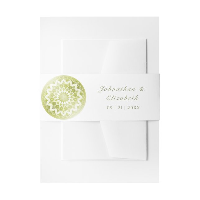 Cintas Para Invitaciones Mandalas de encaje verde para boda (Anverso Ejemplo)