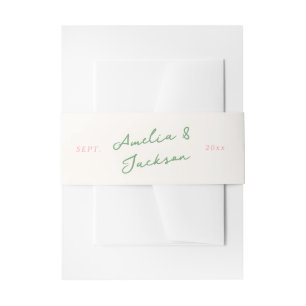Cintas Para Invitaciones Mano caprichosa de color rosa y verde
