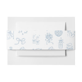 Cintas Para Invitaciones Mano caprichosa dibujada Boda azul ilustrativo