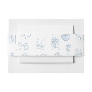 Cintas Para Invitaciones Mano caprichosa dibujada Boda azul ilustrativo
