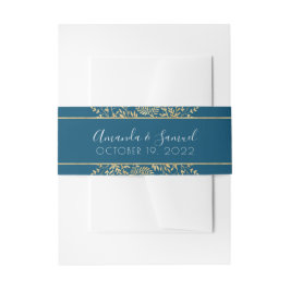 Cintas Para Invitaciones Marco azul y dorado moderno para la cintura en bod