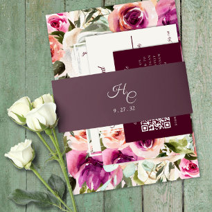 Cintas Para Invitaciones Marco floral elegante Rubor rosa morado color blan