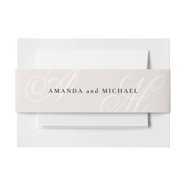 Cintas Para Invitaciones Marfil Beige Moderno Edge Elegante Boda Monograma