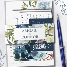 Cintas Para Invitaciones Marina y Dusty Blue Elegent acuarela floral