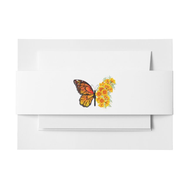 Cintas Para Invitaciones Mariposa de flores con amapola amarilla de Califor (Anverso Ejemplo)