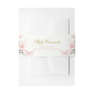 Cintas Para Invitaciones Mariposa rosa Quinceañera