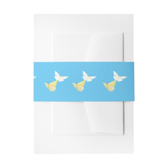 Cintas Para Invitaciones Mariposas amarillas blancas y claras volando azul (Anverso Ejemplo)