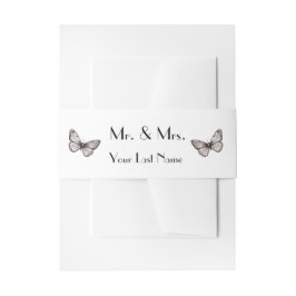 Cintas Para Invitaciones Mariposas rosadas simples modernas Sr + Sra