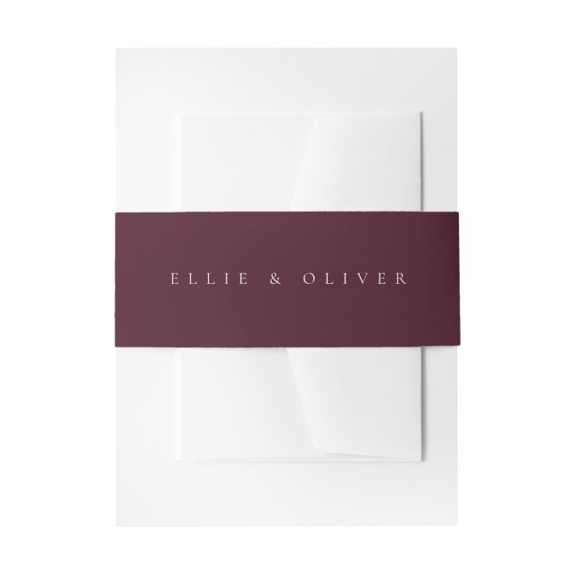 Cintas Para Invitaciones Maroon Burgundy & White Wedding Modern (Anverso Ejemplo)