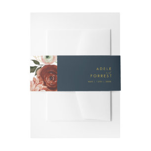 Cintas Para Invitaciones Marsala Autumn Floral Banda de vientres de la Ar