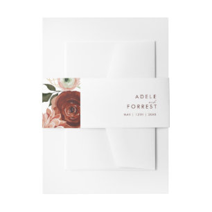 Cintas Para Invitaciones Marsala Autumn Floral Blanco