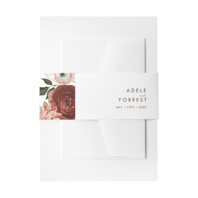 Cintas Para Invitaciones Marsala Autumn Floral | Blanco (Anverso Ejemplo)