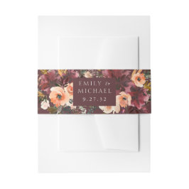 Cintas Para Invitaciones Marsala Borgoña Melocotón Acuarela Floral