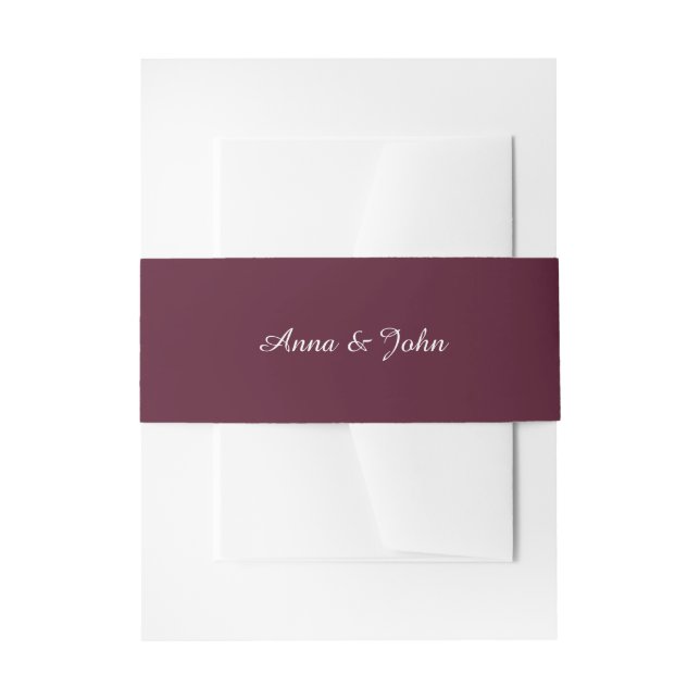 Cintas Para Invitaciones Marsala Burgundy Belly Bands (Anverso Ejemplo)