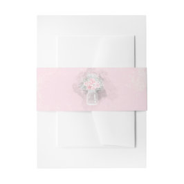 Cintas Para Invitaciones Mason Jar Boda Floral Blanco y Rosa