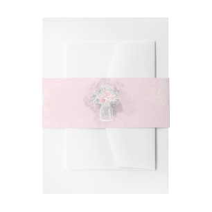 Cintas Para Invitaciones Mason Jar Boda Floral Blanco y Rosa