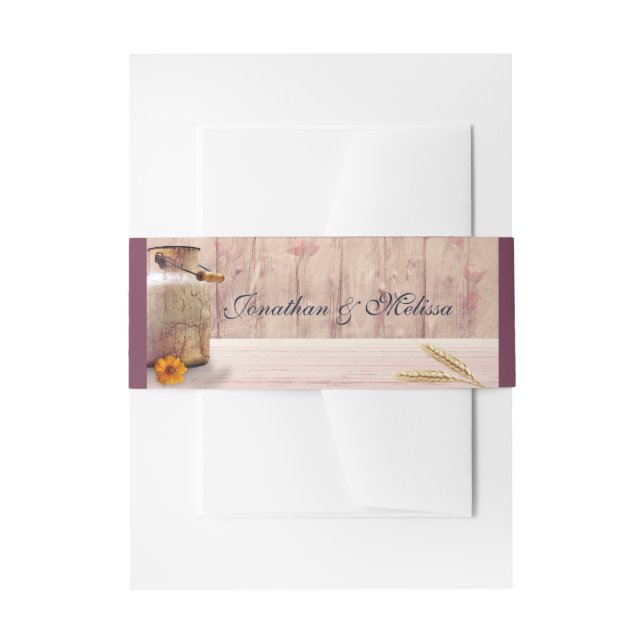 Cintas Para Invitaciones Matrimonio rural de leche rústica (Anverso Ejemplo)