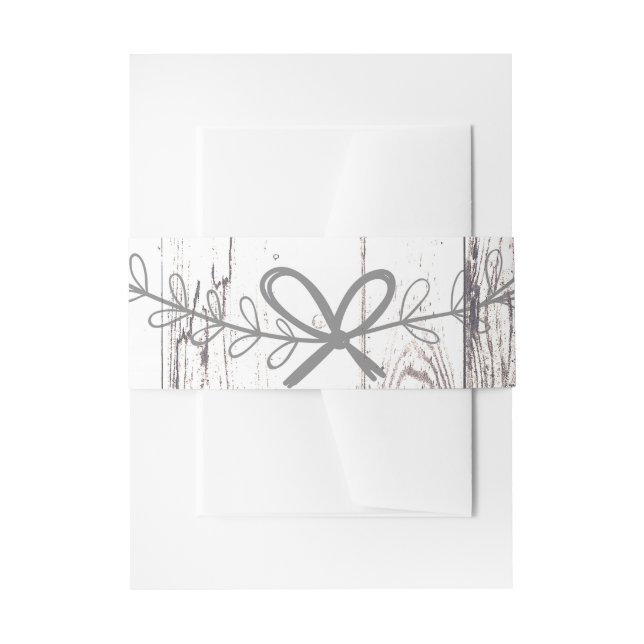 Cintas Para Invitaciones Matrimonio rural Rústico de Madera Blanca (Anverso Ejemplo)