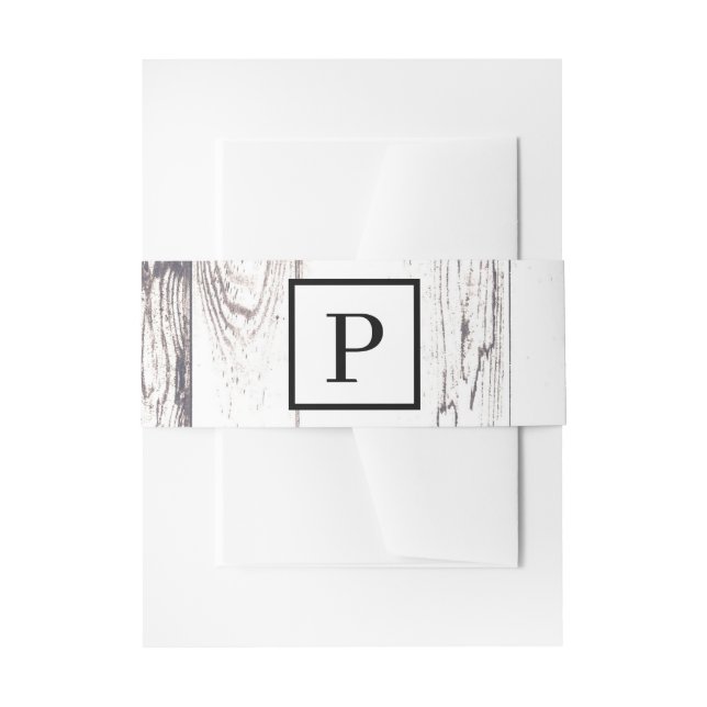 Cintas Para Invitaciones Matrimonio rural Rústico de Madera Blanca (Anverso Ejemplo)