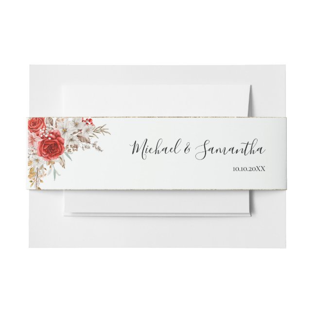 Cintas Para Invitaciones Matrimonio rústico-Rosa-rural (Anverso Ejemplo)