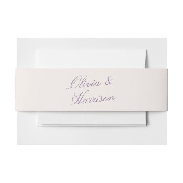 Cintas Para Invitaciones Mauve Garden Calligraphy Invitation Belly Band (Anverso Ejemplo)