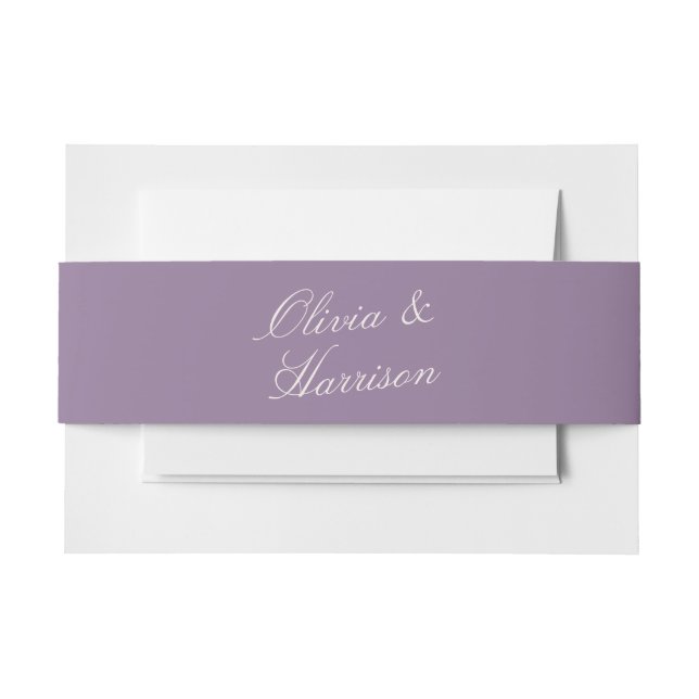 Cintas Para Invitaciones Mauve Garden Calligraphy Invitation Belly Band (Anverso Ejemplo)