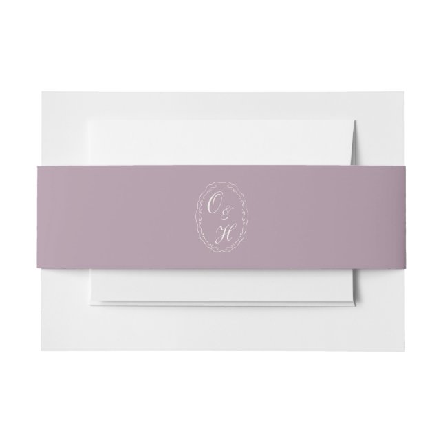 Cintas Para Invitaciones Mauve Monogram Wedding Belly Band (Anverso Ejemplo)