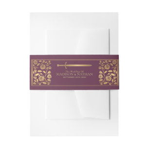 Cintas Para Invitaciones Mauve Royal Medieval Gold Sword Boda