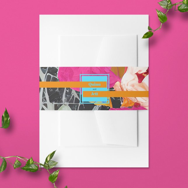 Cintas Para Invitaciones Máximo Boda Floral Marcado Moderno (Subido por el creador)