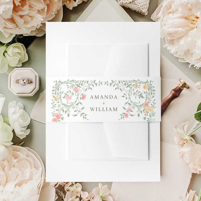 Cintas Para Invitaciones Meadow Pastel Rosas franceses Boda de flores (Subido por el creador)
