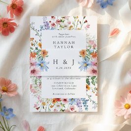 Cintas Para Invitaciones Meadow Wildflower Monogram Floral Wedding 