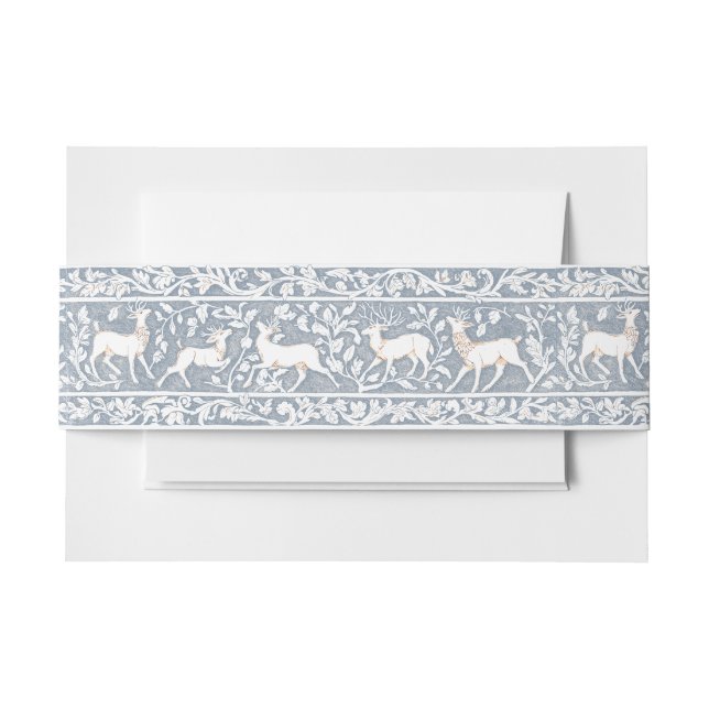 Cintas Para Invitaciones Medieval Fantasy Deer Blue Gold Etching Wedding (Anverso Ejemplo)
