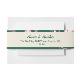 Cintas Para Invitaciones Menú Boda indio con velas de rato verde rosa