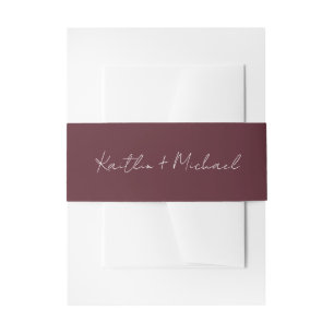 Cintas Para Invitaciones Merlot Boda Moderna Letra a Mano