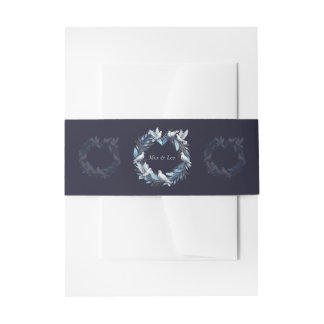 Cintas Para Invitaciones  Midnight Blue and Wreath / Boda Azul y Corona