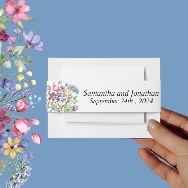 Cintas Para Invitaciones Minimal Boho Wildflower Belly Band (Subido por el creador)