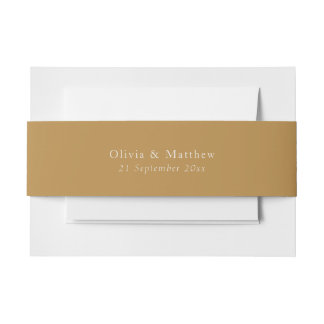 Cintas Para Invitaciones Minimal Gold Text Classic Wedding Envelope