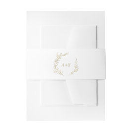 Cintas Para Invitaciones Minimal Hoja | Monograma Dorado de Boda
